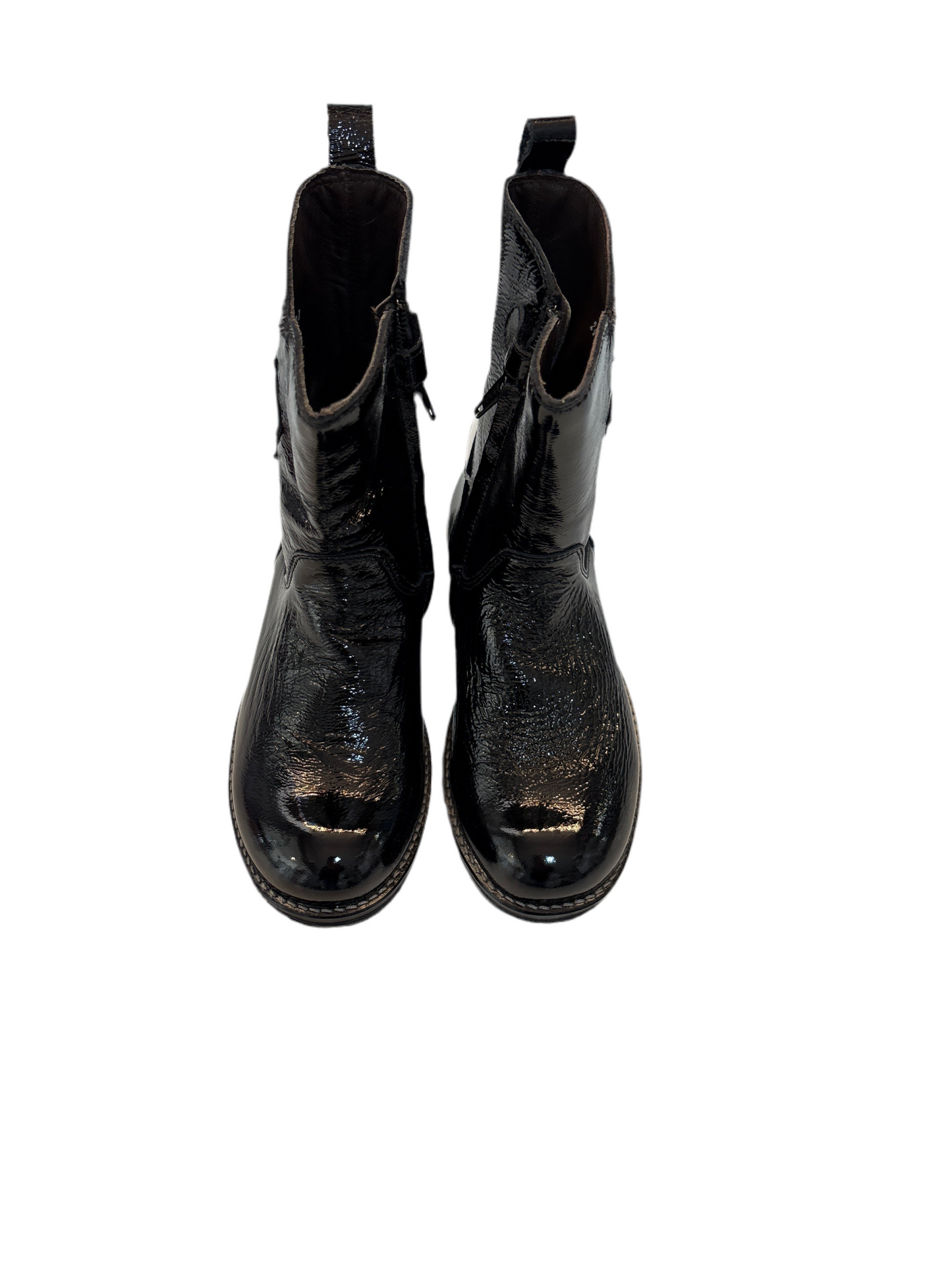 Froddo black patent boot with leaf