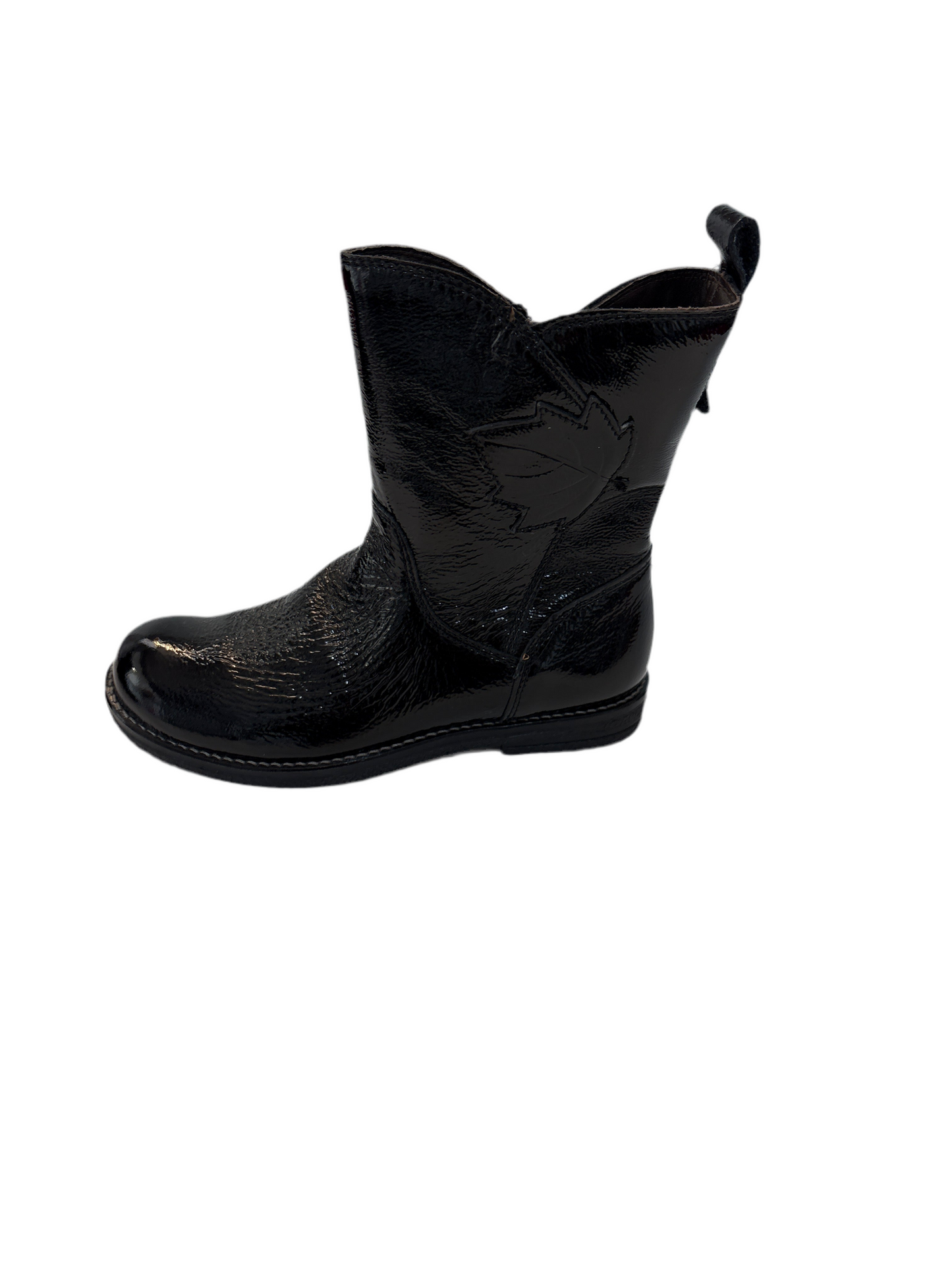 Froddo black patent boot with leaf
