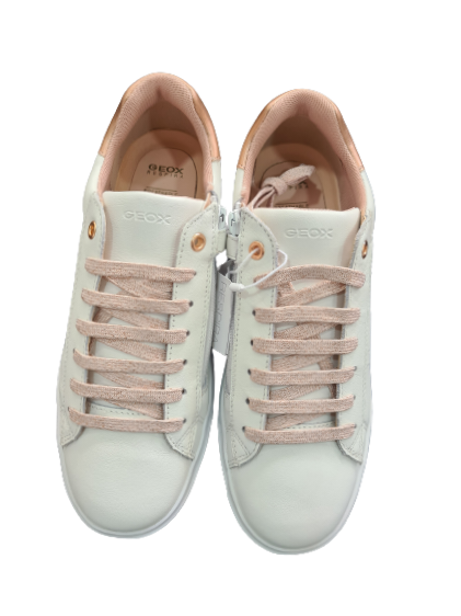 GEOX white leather trainers with pink laces