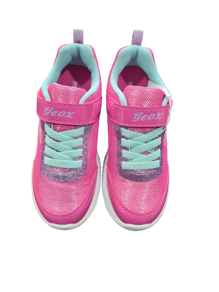 Geox Light Up pink/green trainers