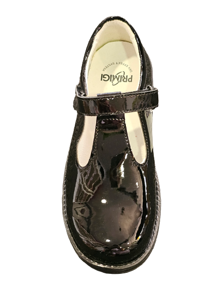 Primgi italian black t bar school shoe
