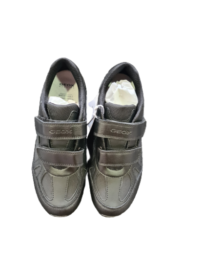 GEOX Pavel black leather shoe with double velcro