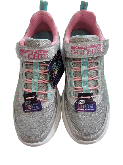 Skecher girls silver light up sparkly