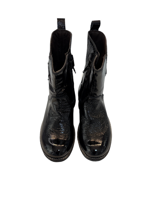 Froddo black patent boot with leaf