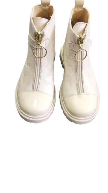 Andanines cream leather girls boot