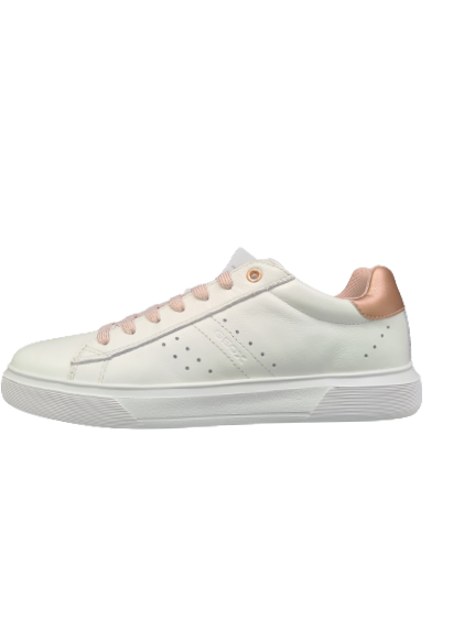 GEOX white leather trainers with pink laces