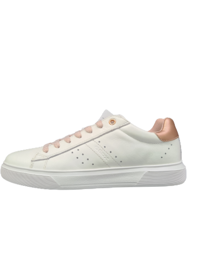 GEOX Nettuno white leather trainers with pink laces