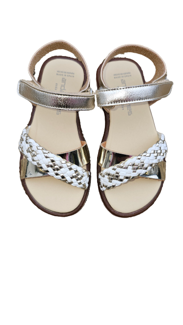 Andanines gold and white braid sandal