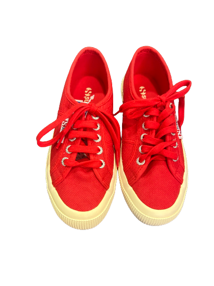 Superga red canvas trainers