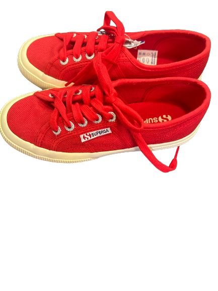 Superga red canvas trainers