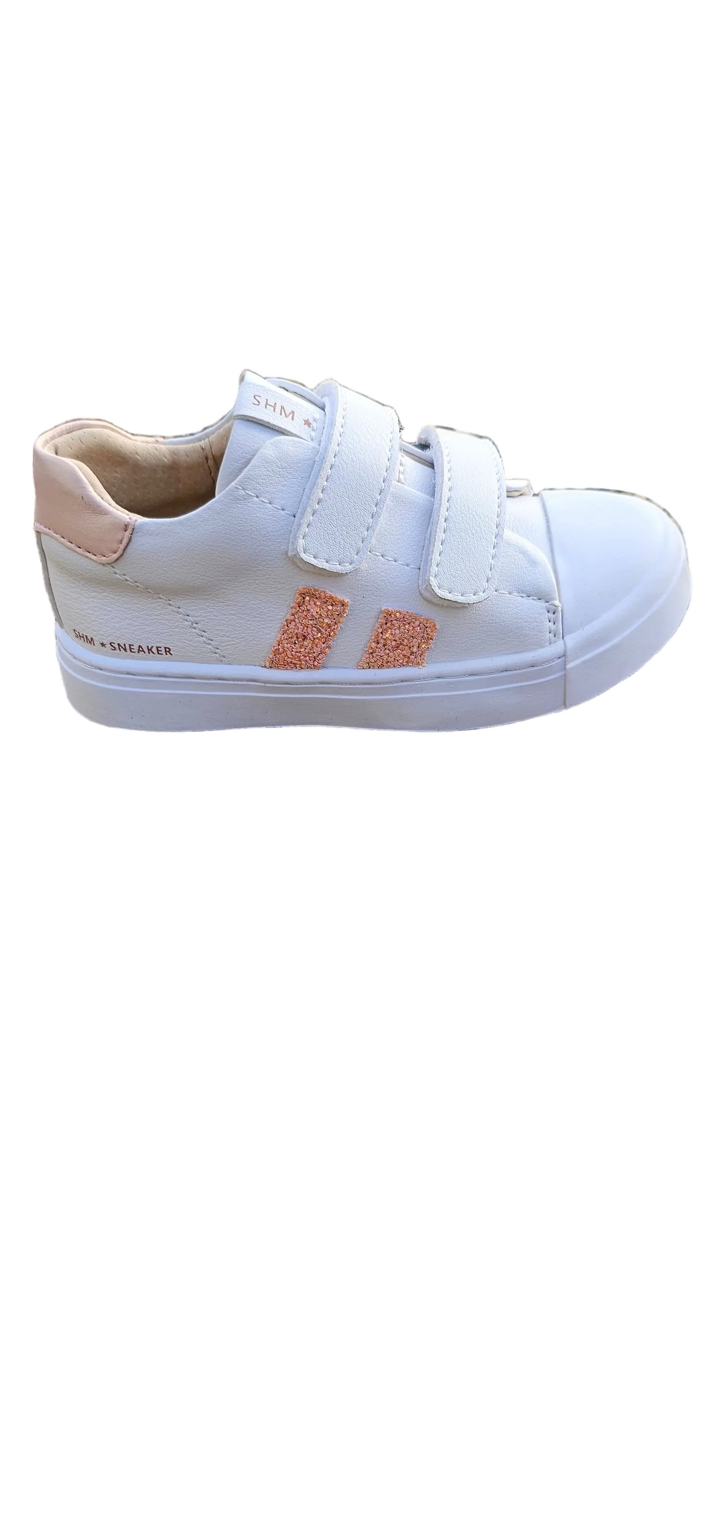 Shoesme white pink glitter stripe