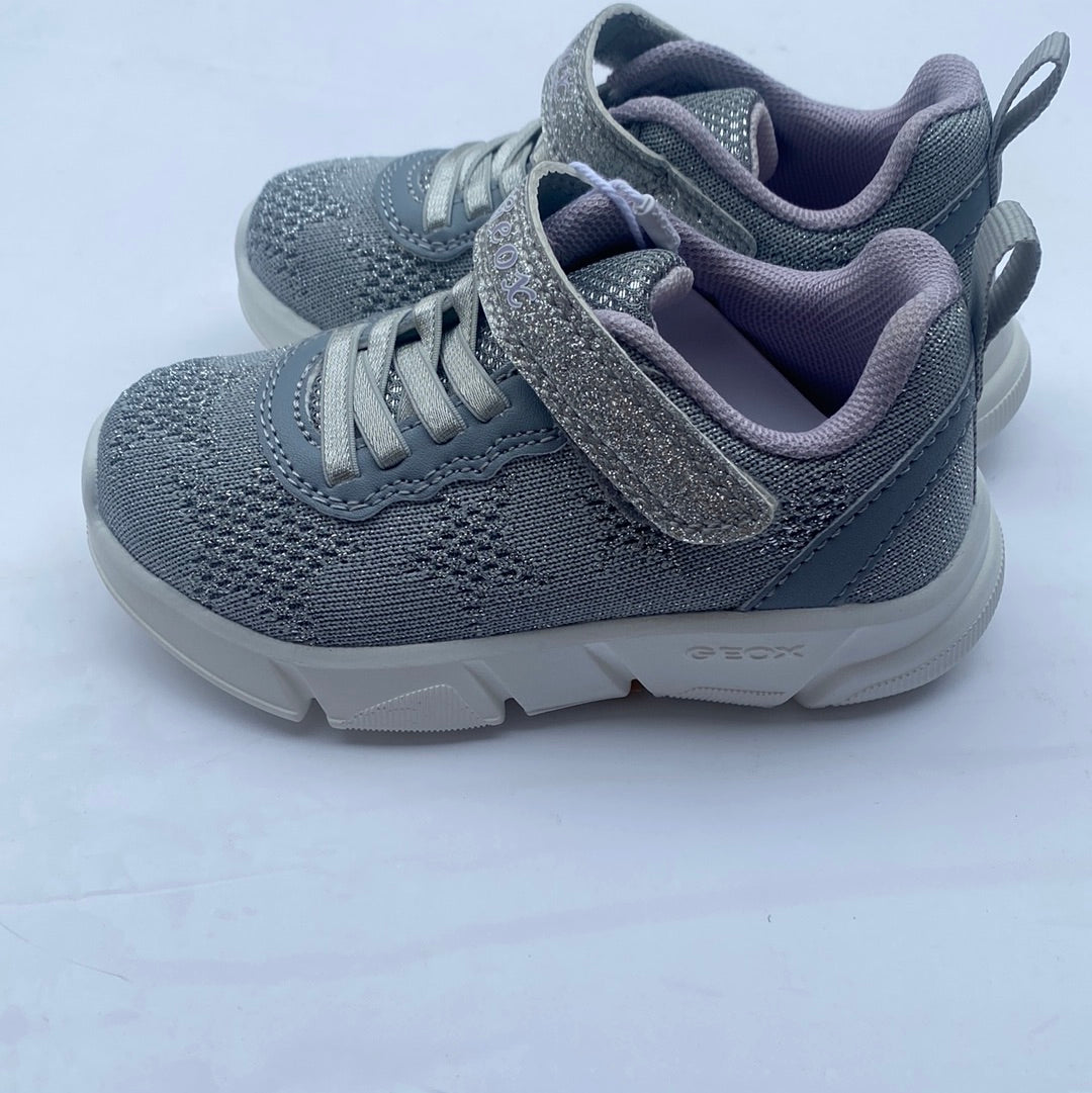 Geox Lilac and Silver trainer.